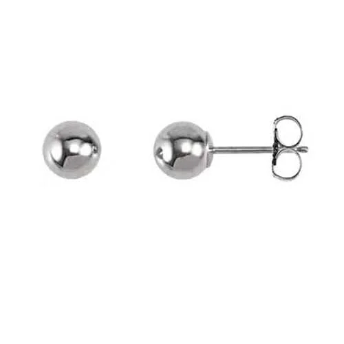 Marquise Diamond Ring Mountz Collection 5MM Hollow Ball Stud Earrings in 14K White Gold