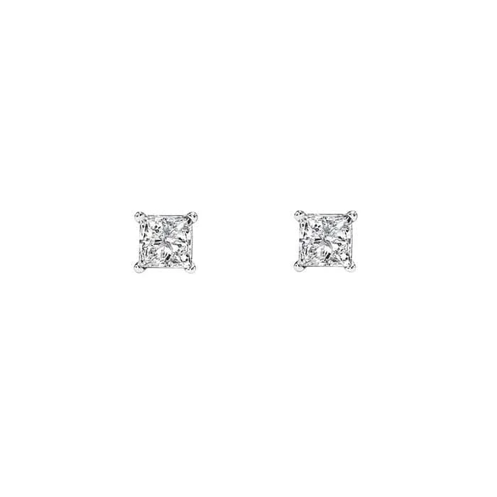 Garnet Drop Earrings Mountz Collection 1/4CTW Princess Diamond Stud Earrings in 14K White Gold