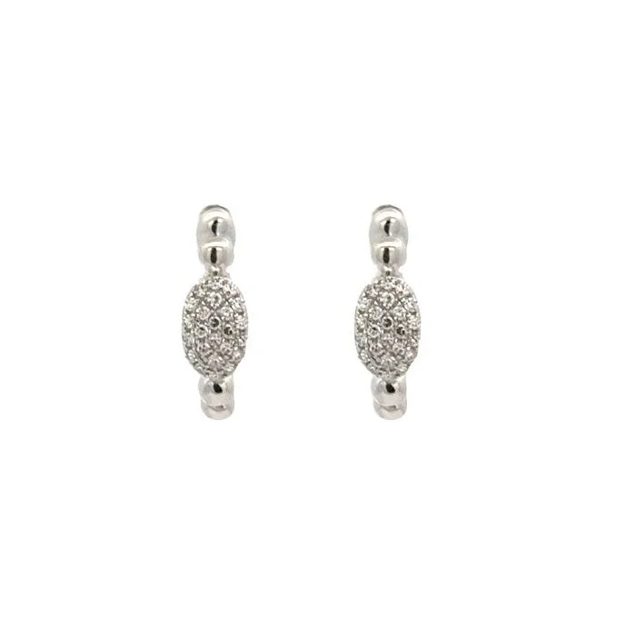 Handmade Wire Jewelry Mountz Collection Diamond Huggie Earrings in 14K White Gold