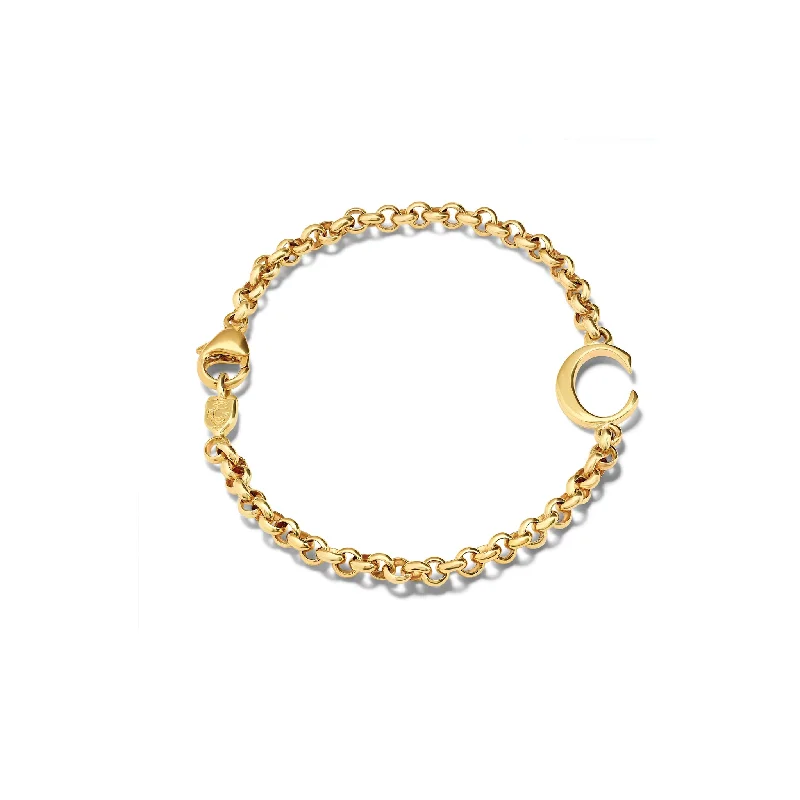 Alice Alphabet Initial Bracelet Yellow Gold