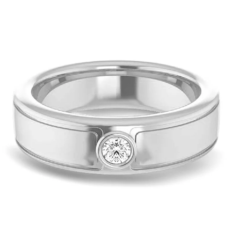 Bezel Set Single Round Diamond Men's Ring