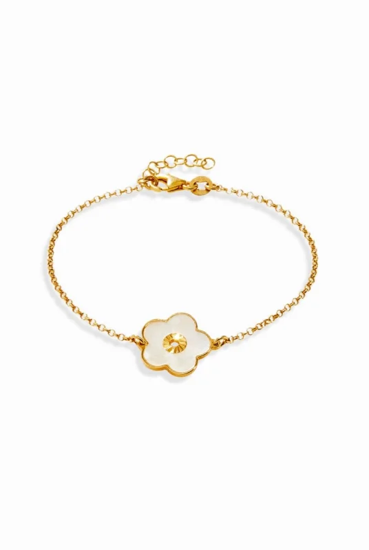 Mother Of Pearl Flower Pendant Bracelet