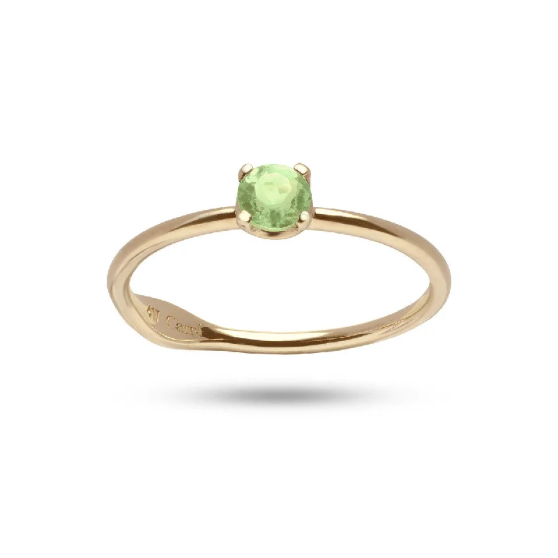 Round Green 10K Gold Ring w. Peridot