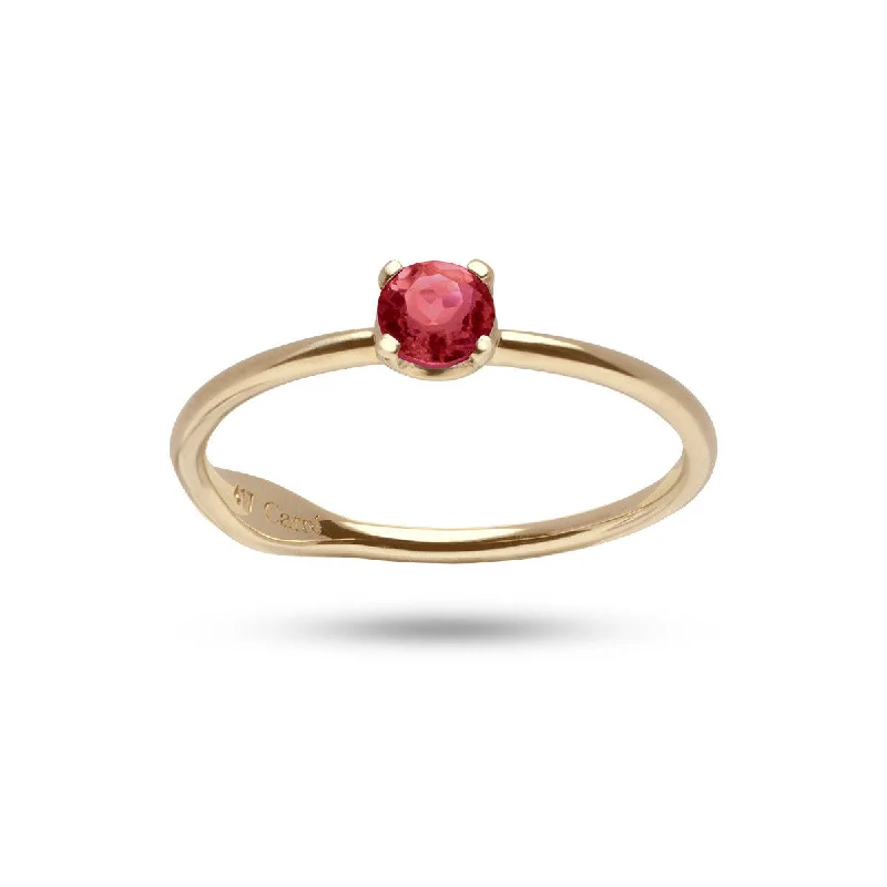 Round Red 10K Gold Ring w. Garnet