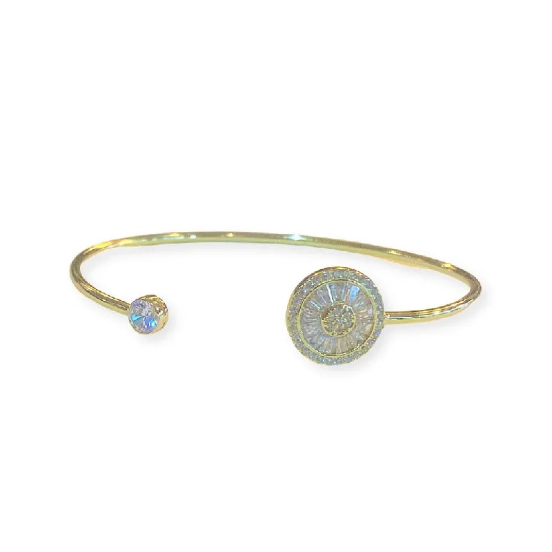 Circle CZ Baguette Open Bracelet