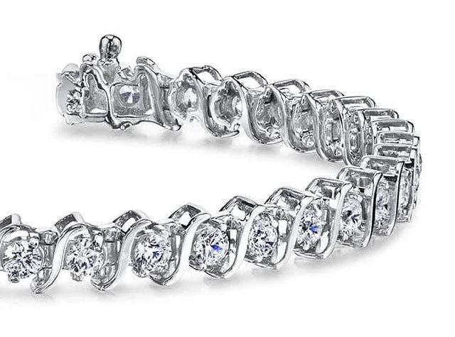 Classic S Shaped Diamond  Tennis Bracelet with 3.99 ct.(finished) 3.0mm