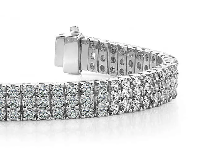 Classic Three Row Diamond Bracelet with 3.38 ct.(finished) 1.5mm