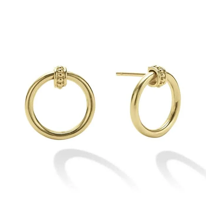 Bohemian Beaded Jewelry LAGOS Gold Circle Stud Earrings in 18K Yellow Gold