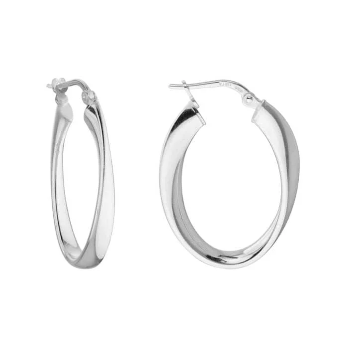 Infinity Symbol Ring Mountz Collection Oval Twist Hoops in Sterling Silver