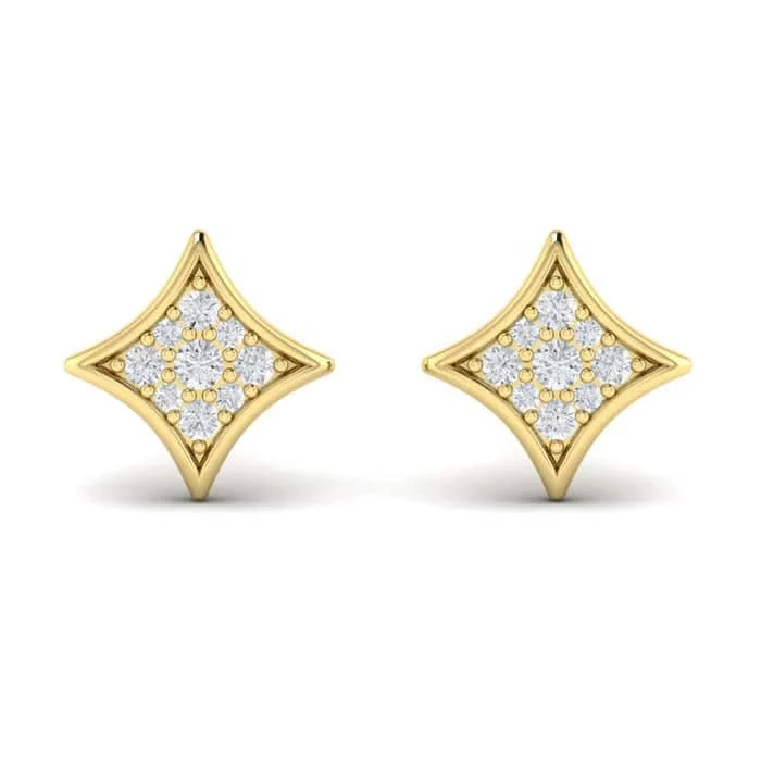 Beaded Charm Bracelet Vlora Diamond "Estrella Collection" Stud Earrings in 14K Yellow Gold