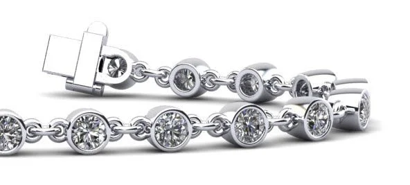 Diamond Drops Chain Link Bezel Diamond Bracelet with 3.36 ct.(finished) 3.5mm