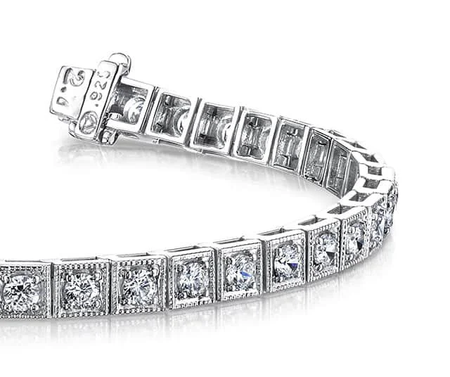 Diamond Square Link Diamond Bracelet with 3.78 ct.(finished) 3mm