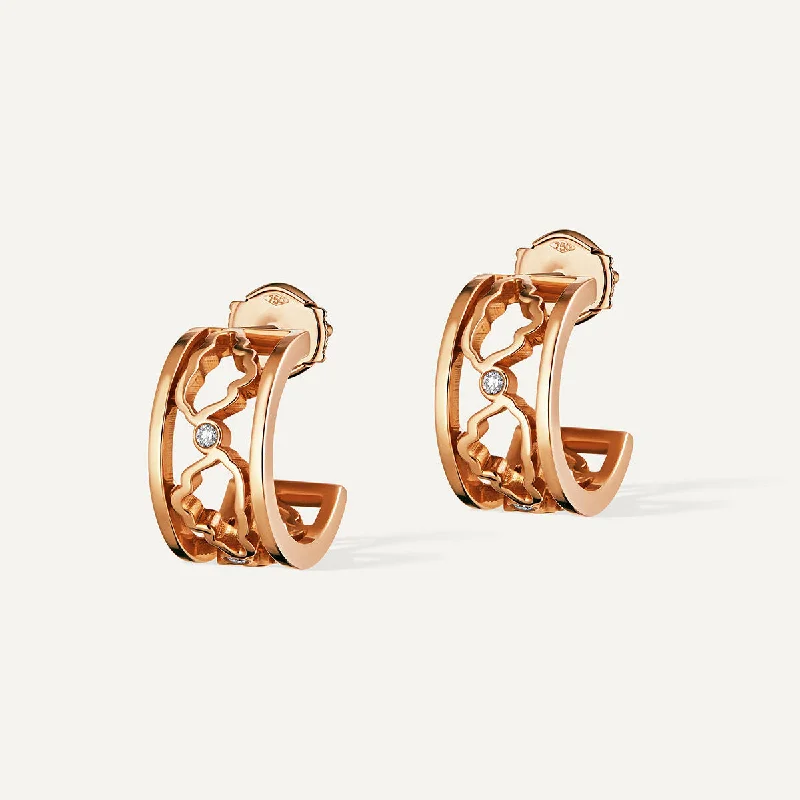 Engraved Gold Ring Allusia Love 18K Rosegold Earrings w. Diamonds