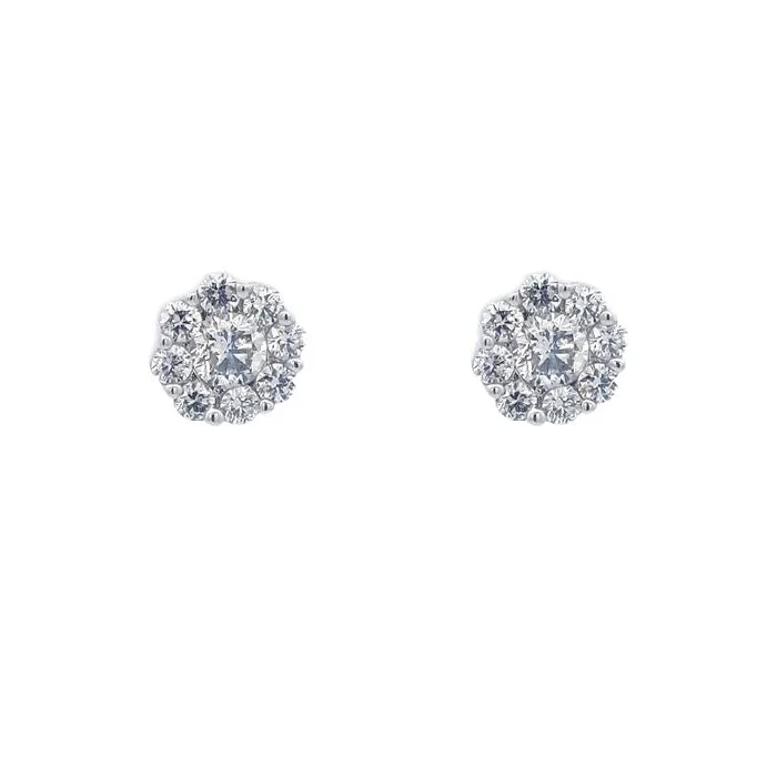 Natural Gemstone Jewelry Mountz Collection 1.0CTW Diamond Cluster Earrings in 14K White Gold