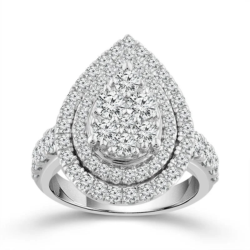 10K White Gold 2 Ctw Pear Engagement Ring