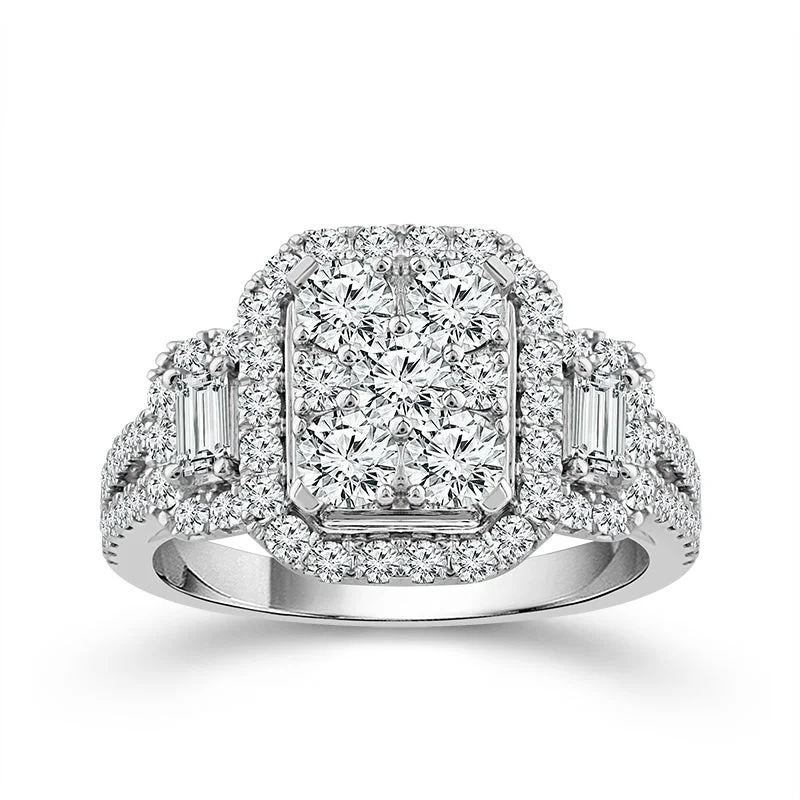 14K White Gold 1.25 Ctw diamond Engagement Ring