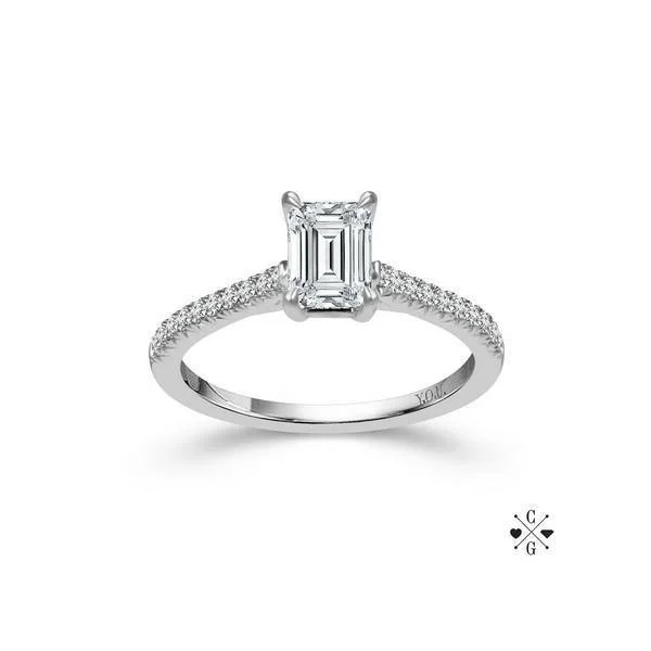 14K White Gold 1.00 CTW Emerald Diamond Engagement Ring