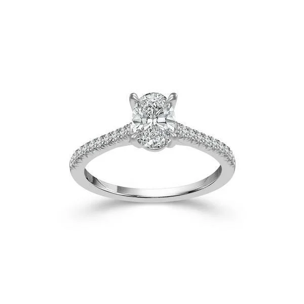 14K WHITE GOLD 1.00 CTW Diamond Oval Engagement Ring