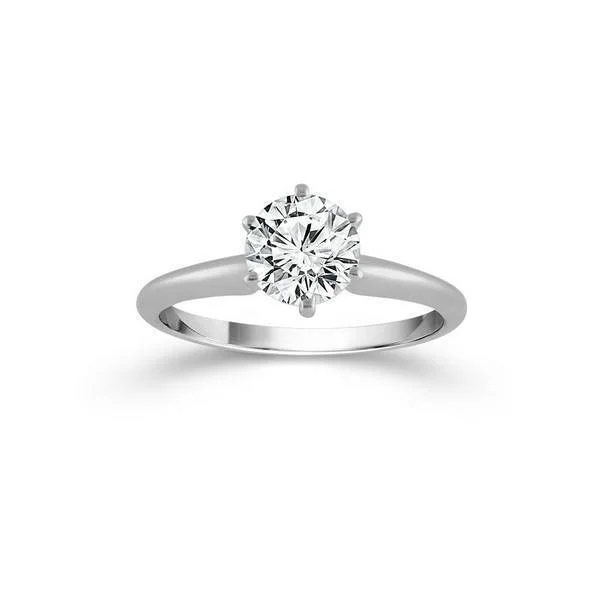 14K White Gold 0.30 CtW round DIAMOND Solitaire Ring