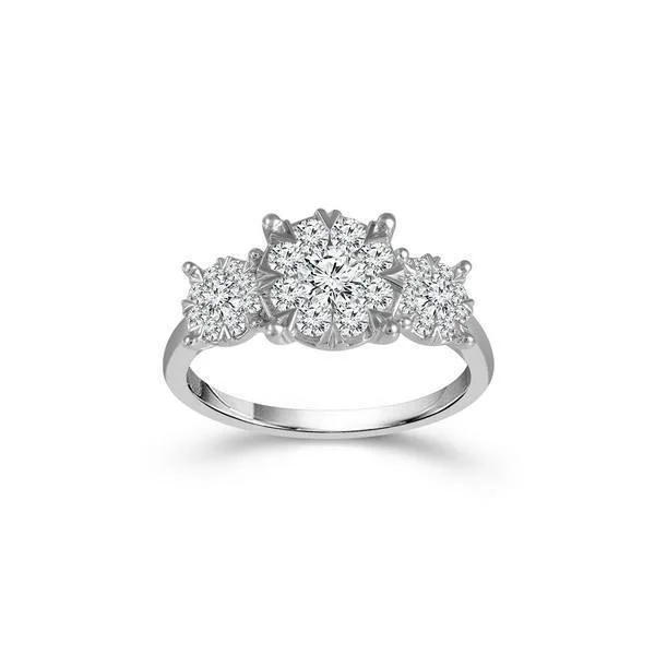 10K White Gold 0.5 ctw 3 Stone Diamond Ring