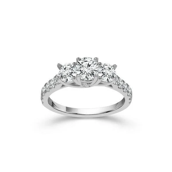 14K White Gold 0.50 CTW 3 Stone Diamond Ring