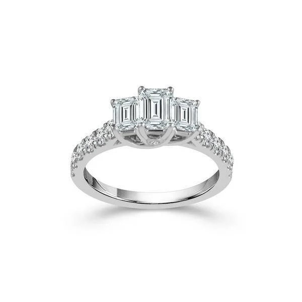 14K White Gold 1.50 CTW 3 Stone Diamond Ring