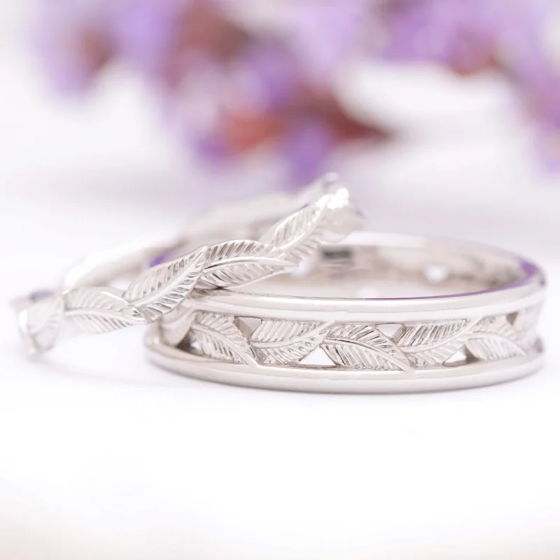 Eternity Leaf Wedding Ring Set