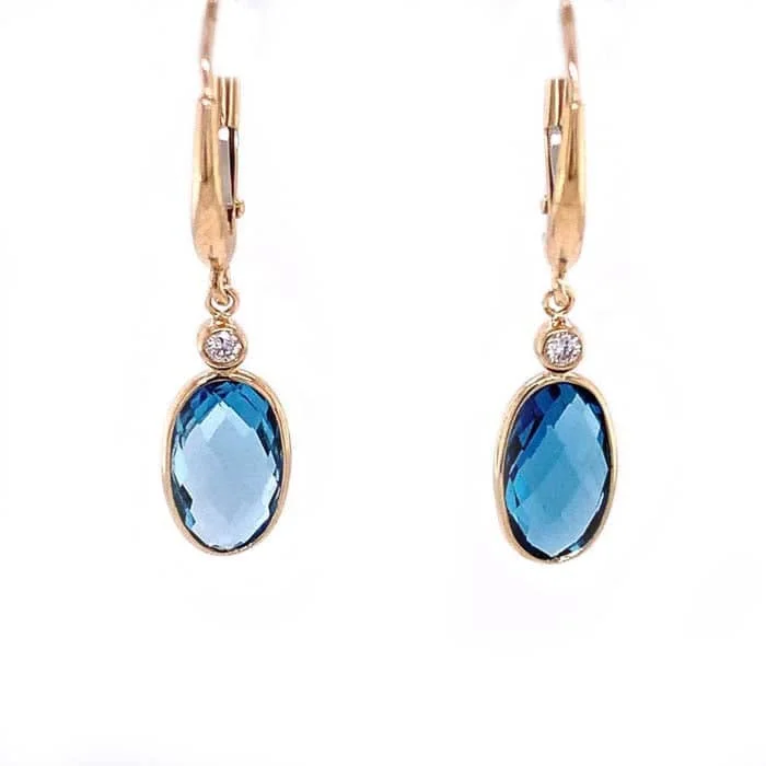 Simple Pearl Pendant Mountz Collection London Blue Topaz Drop Earrings in 14K Yellow Gold