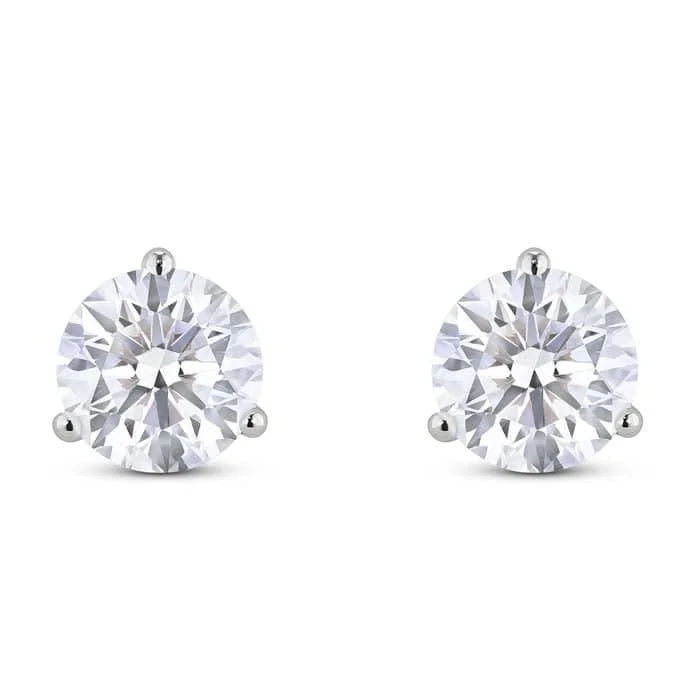 Unique Stackable Bands Lightbox 3CTW Lab Grown Diamond 3Prong Stud Earrings in 14K White Gold