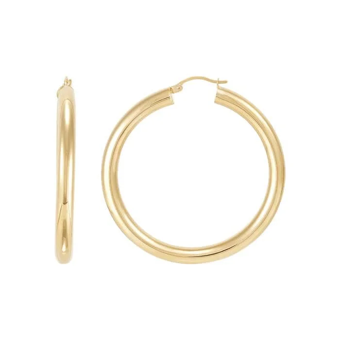 Opal Drop Earrings Mountz Collection 5mm x 50mm Round Tube Hoop Earrings in 14K Yellow Gold