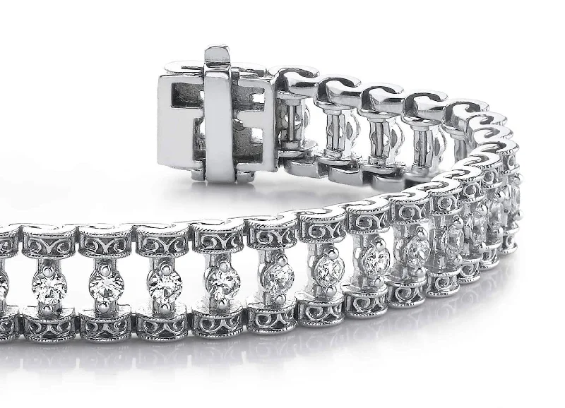 Filigree Diamond Candlestick Diamond Bracelet with 2.99 ct.(finished) 2.5mm