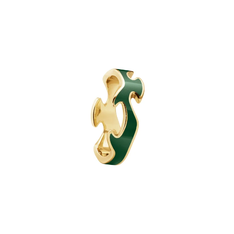 Fusion 18K Gold Center Ring w. Green HyCeram