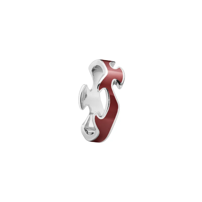 Fusion 18K White Gold Center Ring w. Red HyCeram