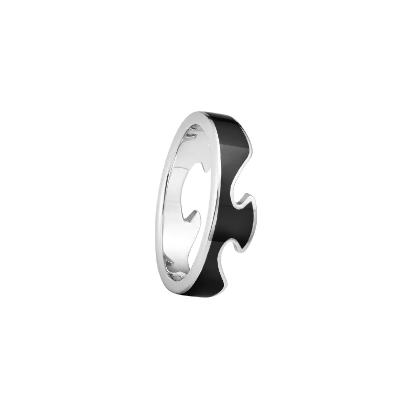 Fusion 18K White Gold End Ring w. Black HyCeram