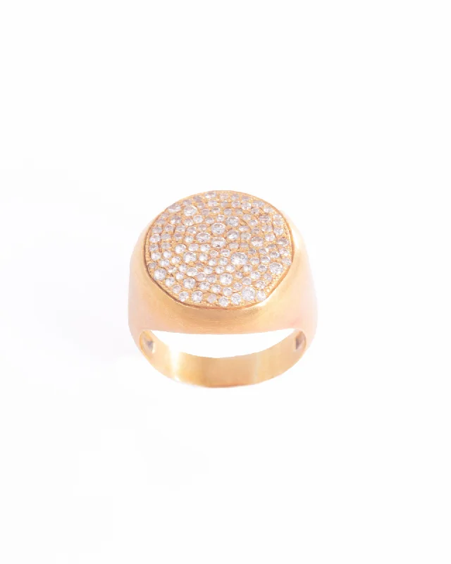 Round 18K Gold, Whitegold or Rosegold Ring w. Diamonds