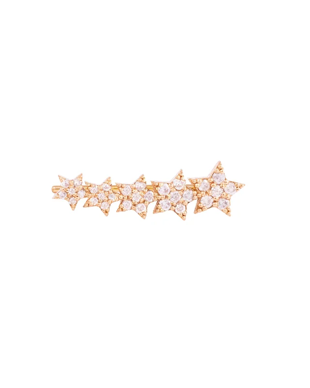 Trendy Hoop Earrings Shooting Stars 18K Gold, Whitegold or Rosegold Earring w. Diamonds