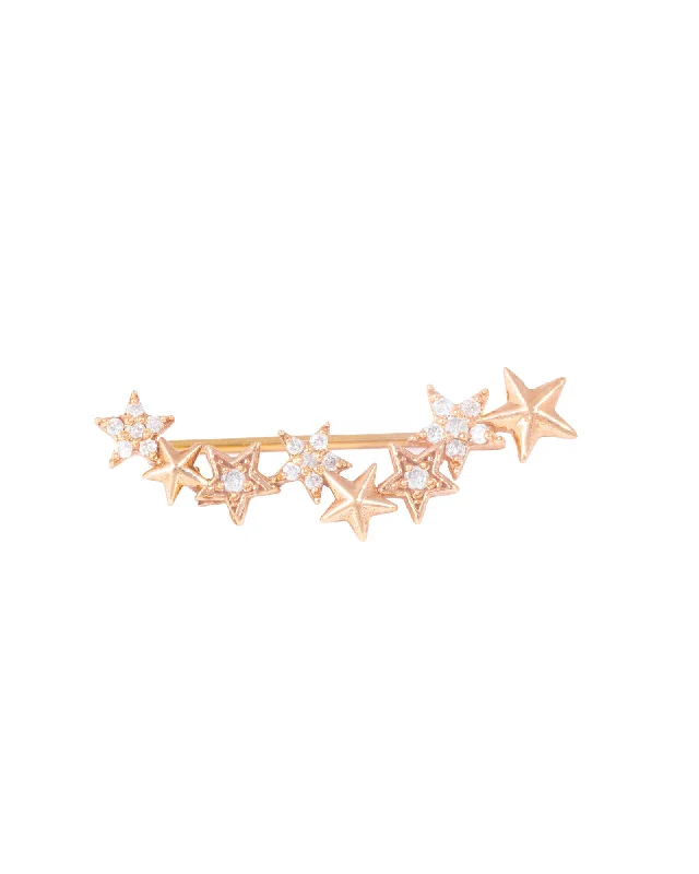 Handcrafted Gold Bracelet Stars Crawler 18K Gold, Whitegold or Rosegold Earring w. Diamonds