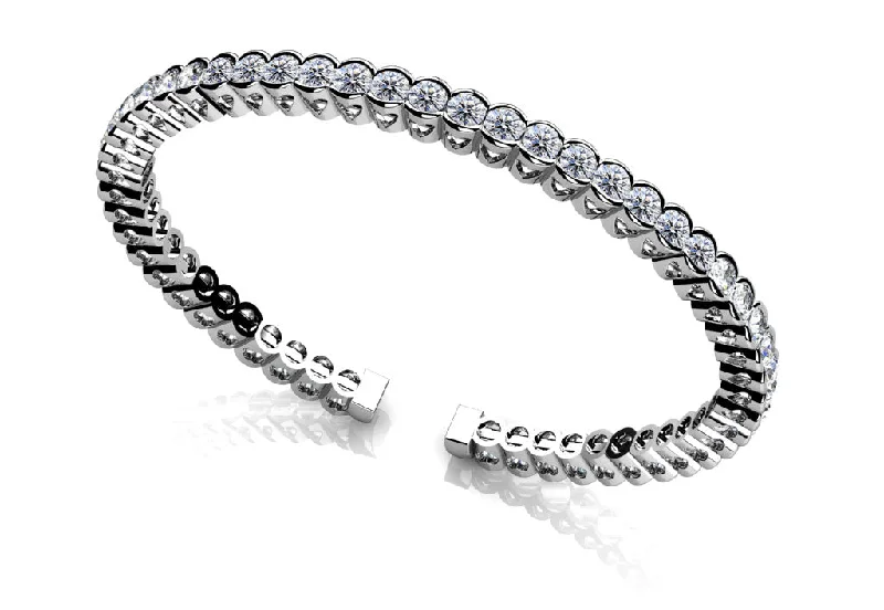 Half Bezel Set Flexible Diamond Bangle with 3.03 ct.(finished) 2.5mm