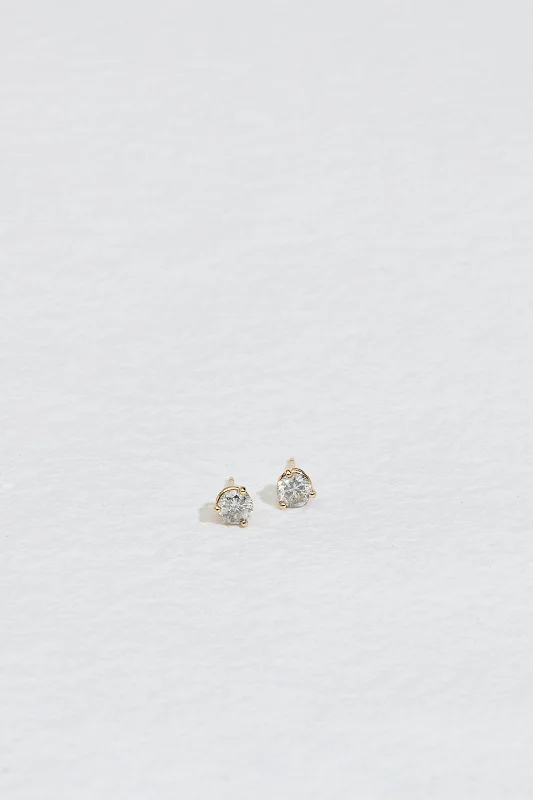 White Gold Chain JP THREE PRONG SALT AND PEPPER ROUND DIAMOND STUDS