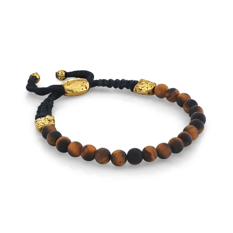 LH x JA Akasha Brown Tiger's Eye Mala Bead Brass Bracelet