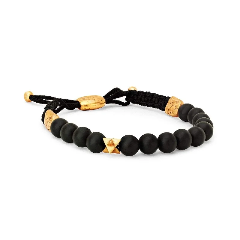 LH x JA Akasha Onyx Mala Bead Bracelet with Brass Merkaba | Ready to Ship