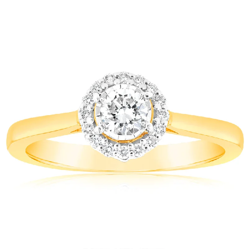 Luminesce Lab Grown 18 Carat Yellow Gold .30 Carat Diamond Solitaire Ring with Centre Diamond .25 Carat