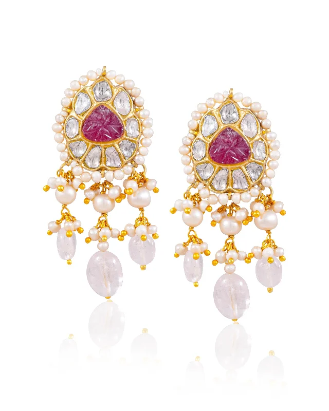 Crystal Stud Earrings Manasvi Polki Tops