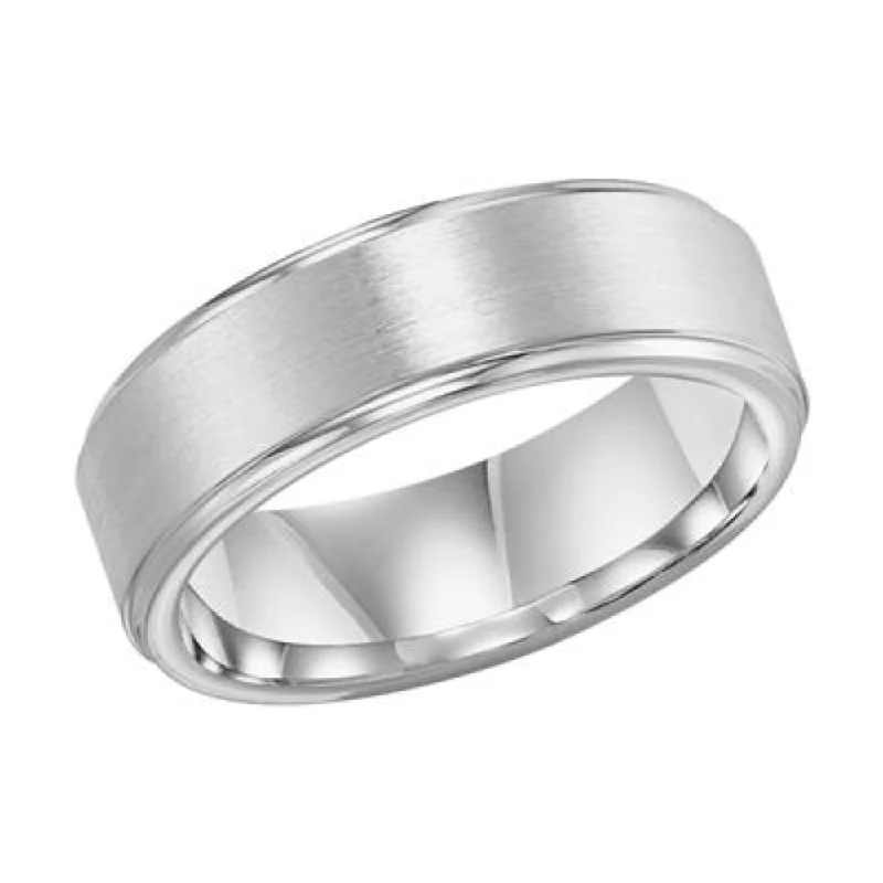 Men's Cobalt Step Edge Contemporary Wedding Band