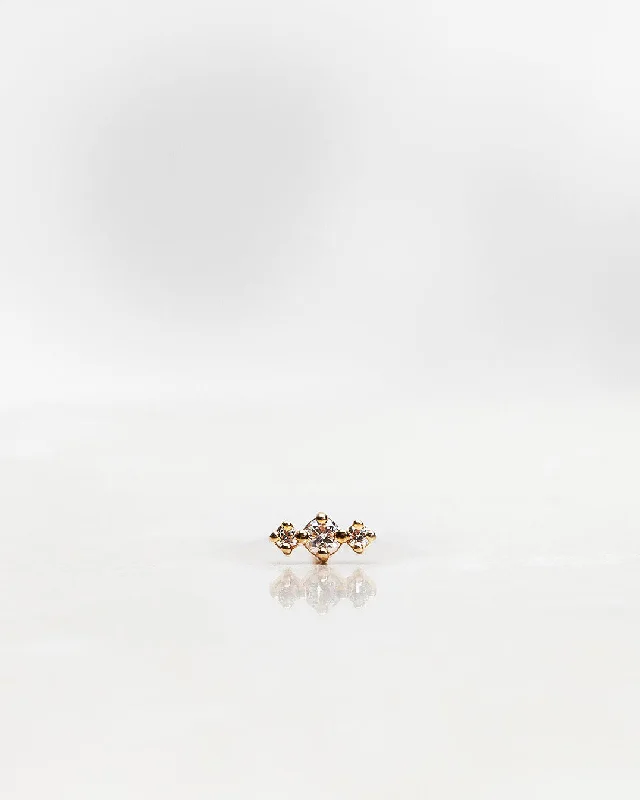 Classic Solitaire Ring Tiny Brigitte Single 18K Gold, Whitegold or Rosegold Stud w. Diamonds