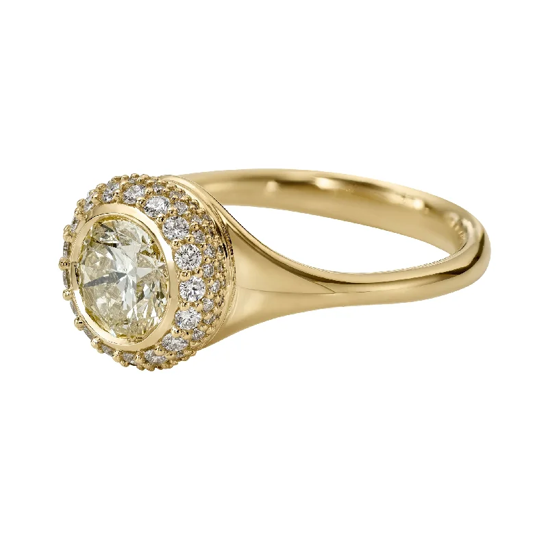 Orbed Brilliant Diamond & Gold Detail Engagement Ring