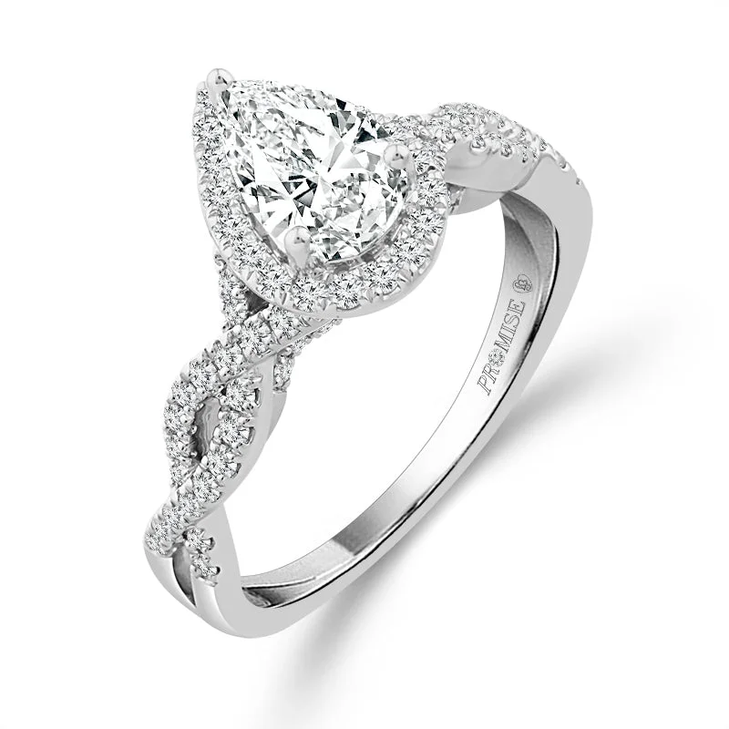 14K White Gold 7/8 Ctw Pear Diamond Ring