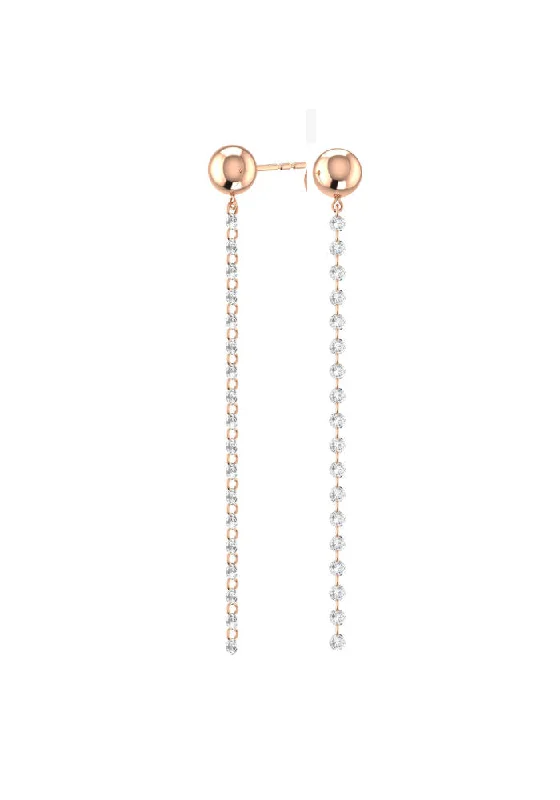 Platinum Engagement Ring Cascade Nude 18K Rosegold Earrings w. Lab-Grown Diamonds