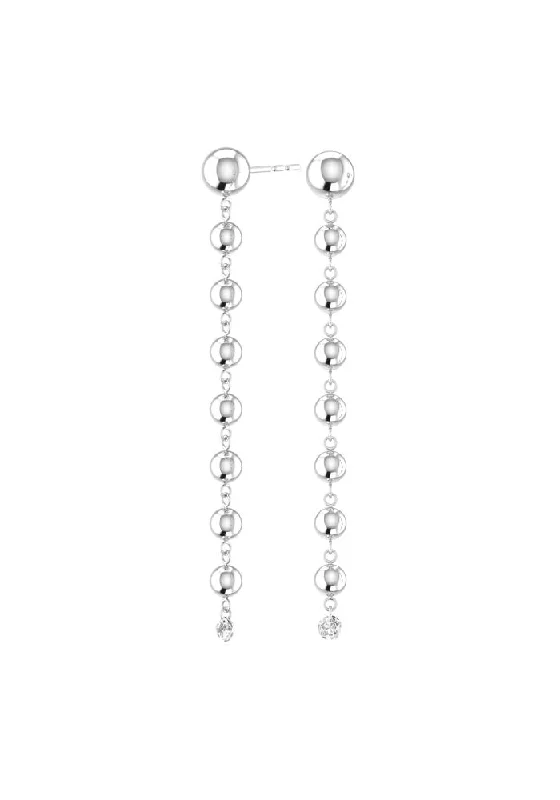 Unique Stackable Bands Grand Cascade Nude 18K Whitegold Earrings w. Lab-Grown Diamonds