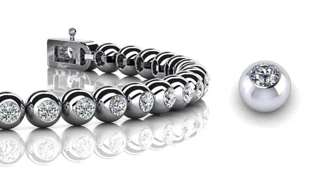 Round Bezel Set Diamond  Tennis Bracelet with 4.03 ct.(finished) 3.1mm